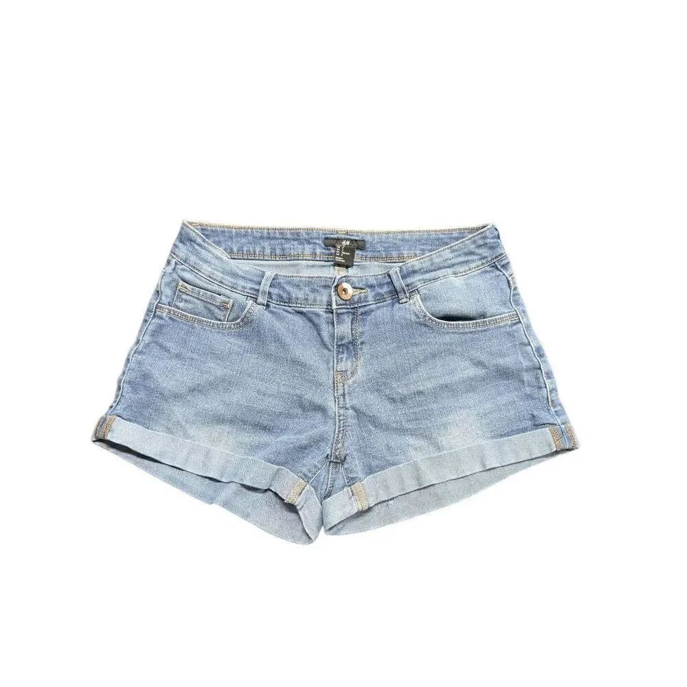 H&M Denim Shorts High Waisted Light Wash Size 2